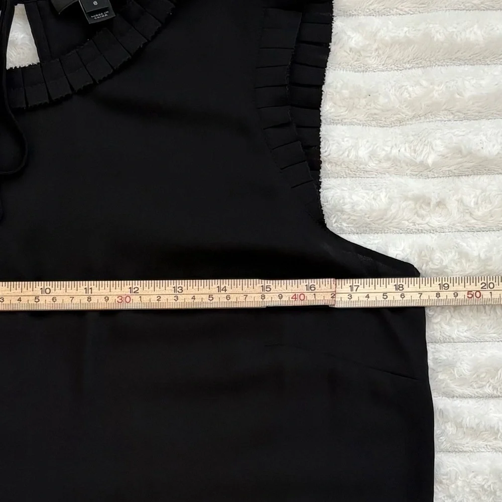 J.CREW Black Ruffle Neck Tie Back Sleeveless Blouse Workwear Size 8